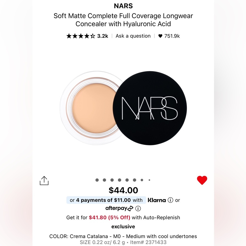 NARS Soft Matte Concealer - Medium with Cool Undertones